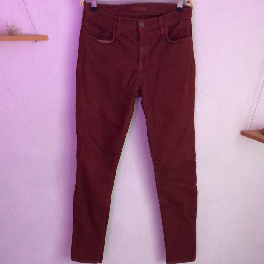 Burgundy J Brand Maria Skinny Jeans 28